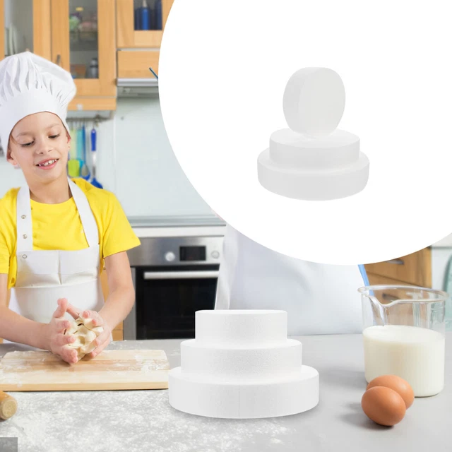 3 Pcs Cake Foam Rounds Window Fondant Display Cake Stand White