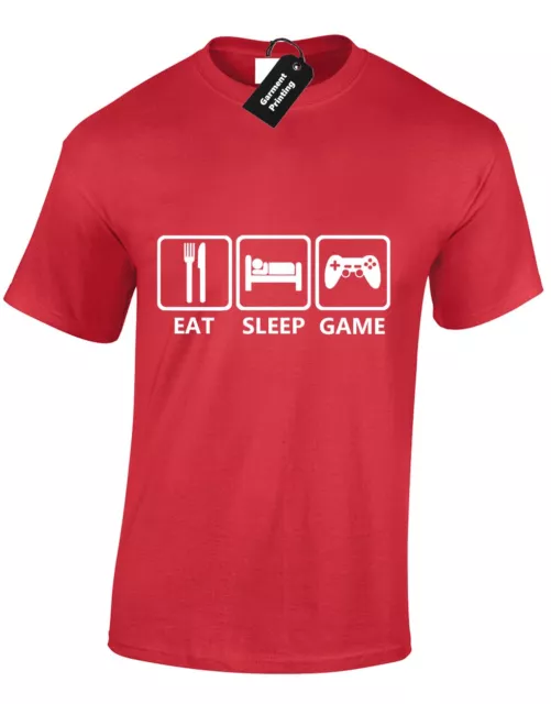 T-Shirt Da Uomo Eat Sleep Game Console Videogiochi Simboli Gamer Geek Top S-Xxxl 2