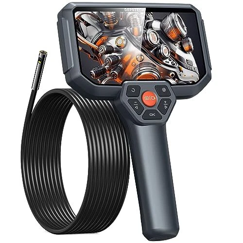 Endoscope Camera with Light, 5" IPS Screen, Dual Lens Borescope 7.9mm, 1080P