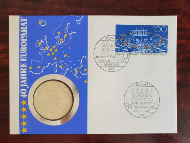 5 Ecu Belgien Europarat 40 Jahre Silber Münze stgl. 1987 im Numisbrief