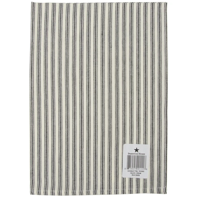 "Paquete de 3 toallas de té a rayas crema Dunroven House 20""X28"" - rayas negras -K318-