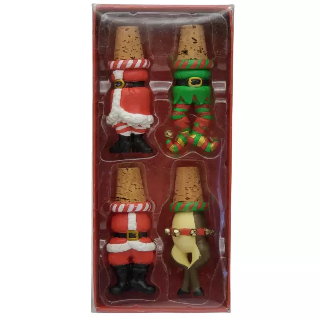 Boston Warehouse 4 Christmas Holiday Bottle Stoppers Corks Dining Bar Kitchen