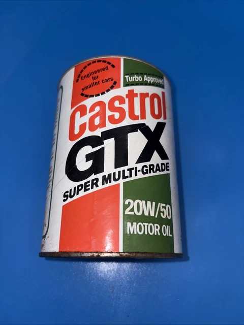 VINTAGE CASTROL GTX SUPER MULTI-GRADE 10w-40 MOTOR OIL 1 QUART FULL CAN ...