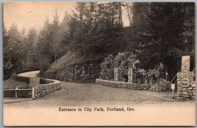 Vintage 1910s PORTLAND, Oregon Postcard "Entrance to City Park" Unused