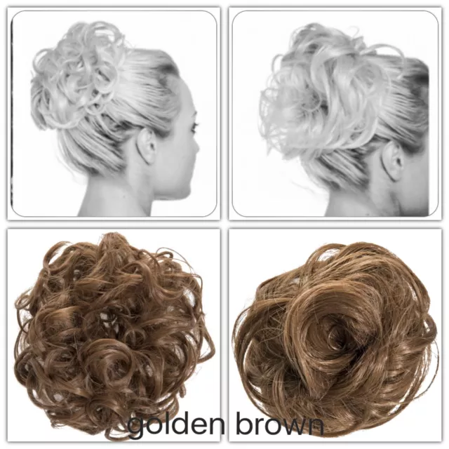Koko Hair Scrunchie Wrap Golden Brown #12 Large Messy Bun Updo Wavy Curly Piece