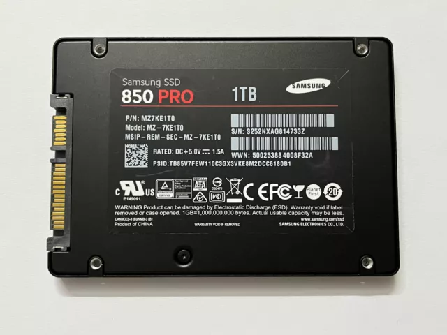 Samsung 850 Pro  Series 1TB SSD (MZ-7KE1T0) 3D V-NAND 2.5" SATA III 6Gb/s  7mm