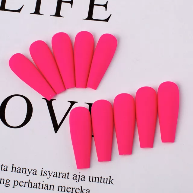 Fake Matte Nails Stiletto Tips Press on Long False with Glue Coffin Full Cover