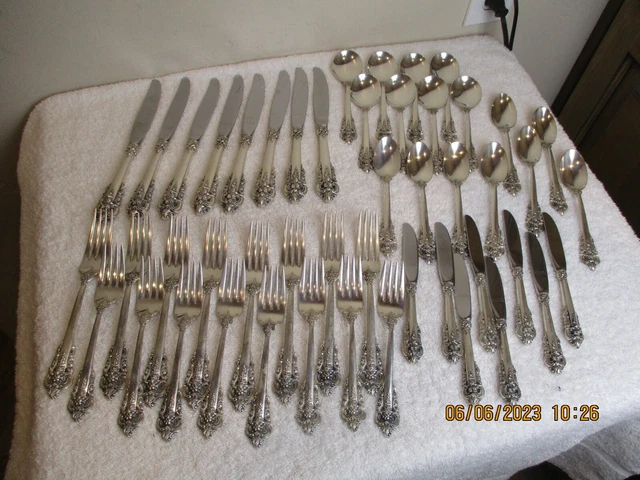 WALLACE GRANDE BAROQUE Sterling Silver 48 Piece Place Setting-LOT#15-6059 WALLACE GRANDE BAROQUE Sterling Silver 48 Piece Place Setting-LOT#15-6059