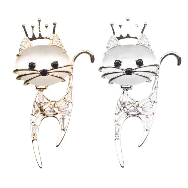 Cat Crystal Brooch Crystal Alloy Brooch Metal Lapel Pin Enamel Brooch Pin