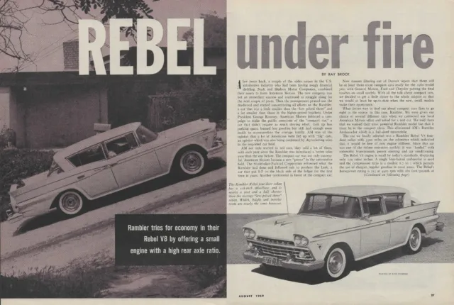 1959 Rambler Rebel V8 American Motors Vintage Magazine Road Test Article Ad AMC
