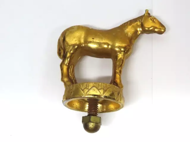 Horse Hood Ornament car auto truck gold tone 2" x 2.5" 165 vintage equestrian
