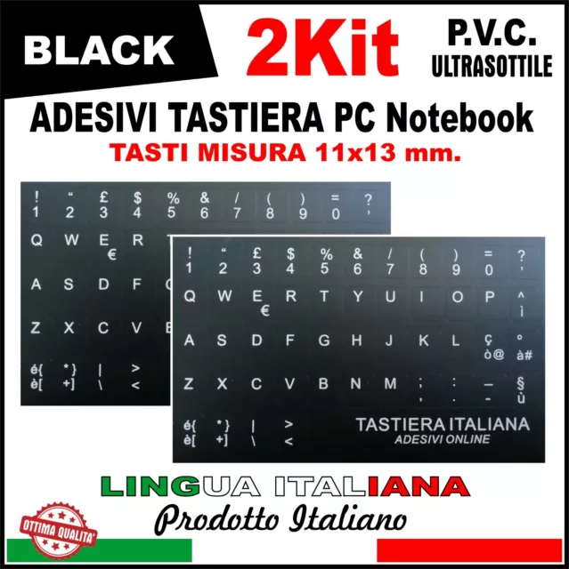 ADESIVI TASTIERA ITALIANA Lettere Notebook Pc Computer Black