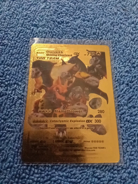 BASIC CHARIZARD &amp;SHINING Charizard GX Tag Team Gold Foil Pokemon Card ...
