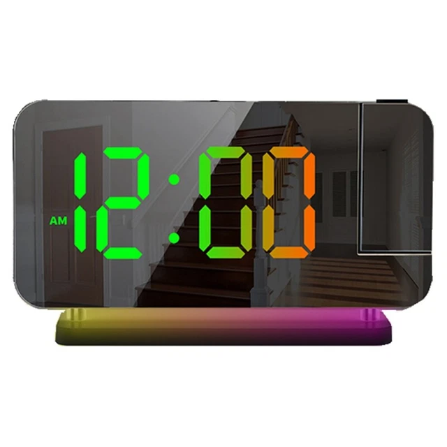 Meichoon Sveglia Digitale A Specchio LED Con Gatto Nero - Luce Notturna RGB, Doppia Sveglia, Porta USB, Regolabile