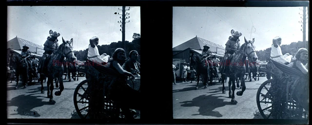 FRANCE Famille Amateur c1910 Photo NEGATIVE Stereo Plaque PL28L5n8 Vintage
