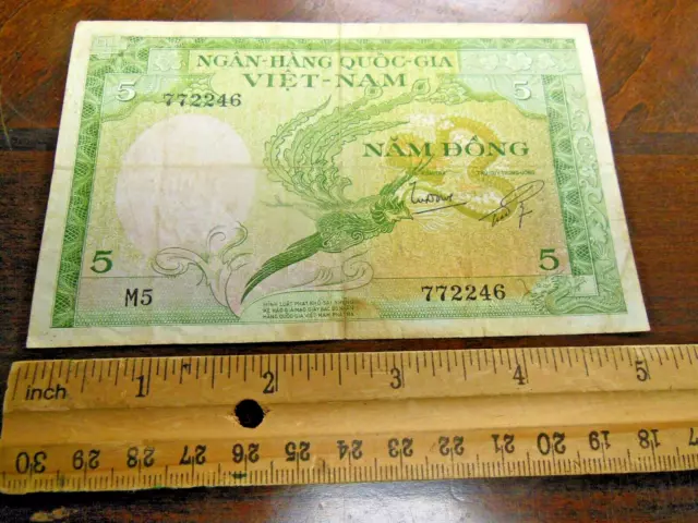 1955 South Vietnam Five (5) Dong Bank Note