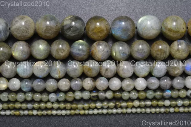 Natural Labradorite Gemstone Round Loose Beads 2mm 3mm 4mm 6mm 8mm 10mm 12mm 16"