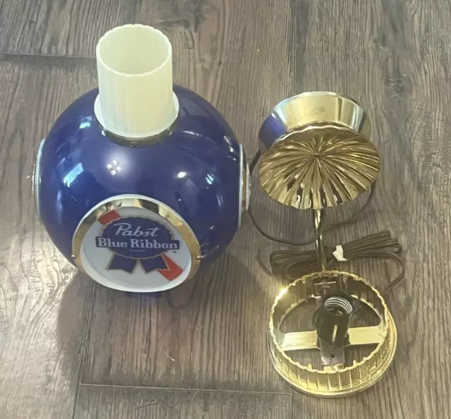 VTG 1963 PBR PABST BLUE RIBBON BEER Lighted Bar Ad WALL SCONCE LAMP Round Globe