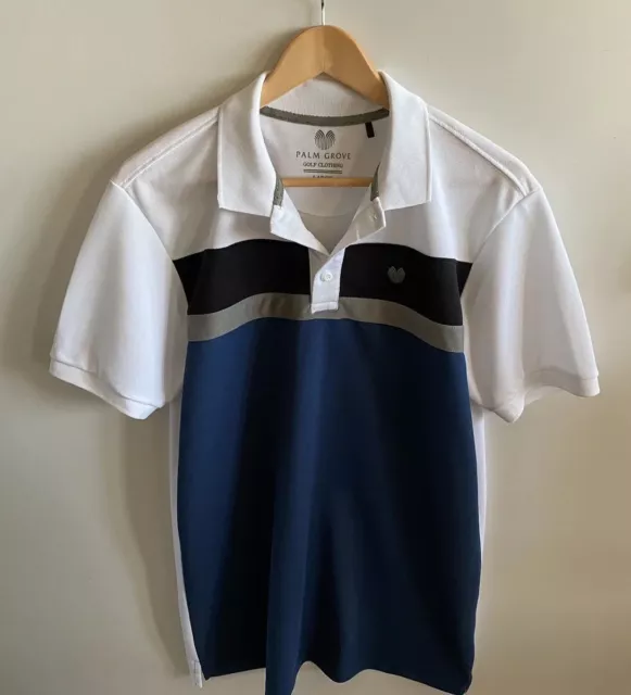 Palm Grove Golf Polo Shirt Mens Short Sleeved Navy White Mix Sz Large Immaculate