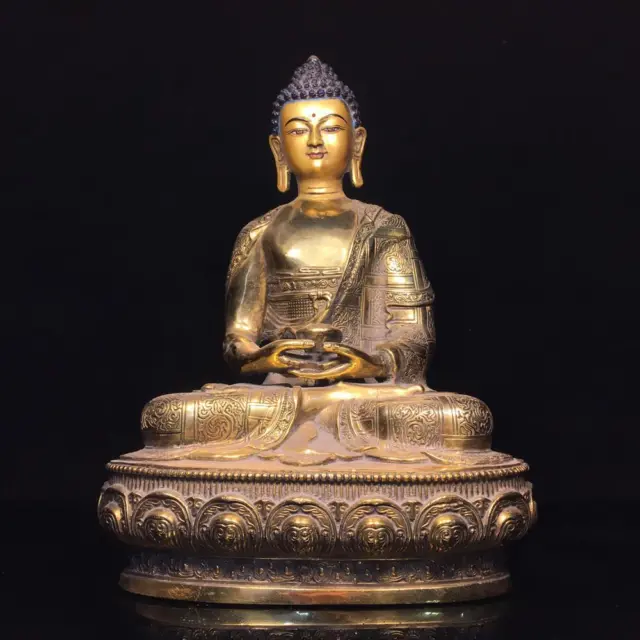 30CM Old Chinese Bronze Statue Buddha Q843