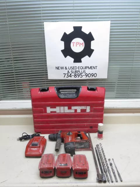 Hilti TE 4-18A Rotary Hammer Drill Tool w/ Case Bits & 3 Batteries Used