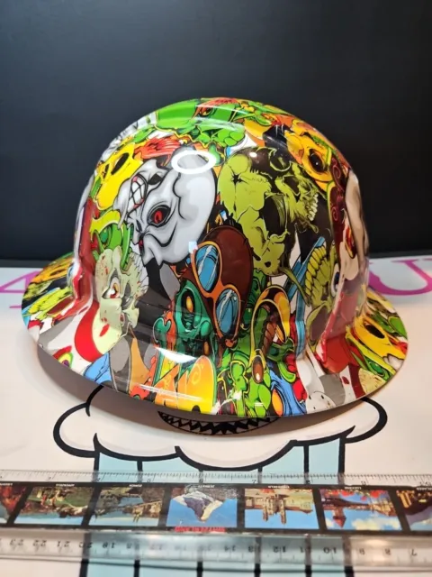 FULL BRIM Hard Hat custom hydro dipped SKULL STICKER BOMB Pyramex