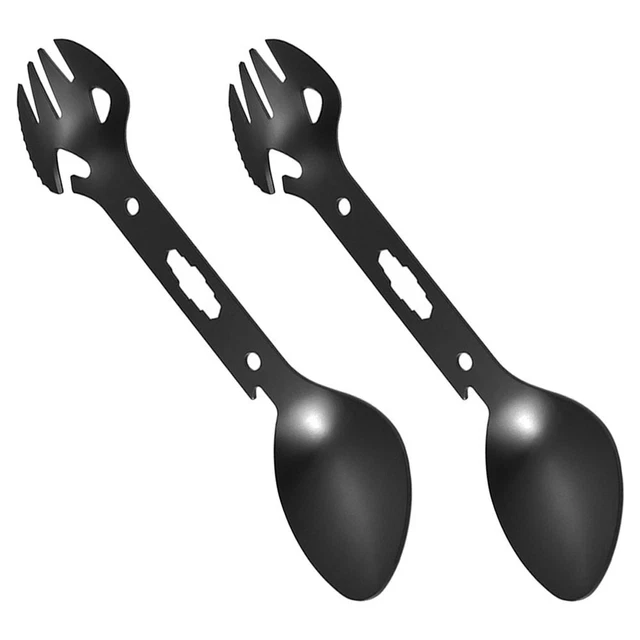 2 pièces couverts de camping fourchette cuillère cuillère de cuisine en métal