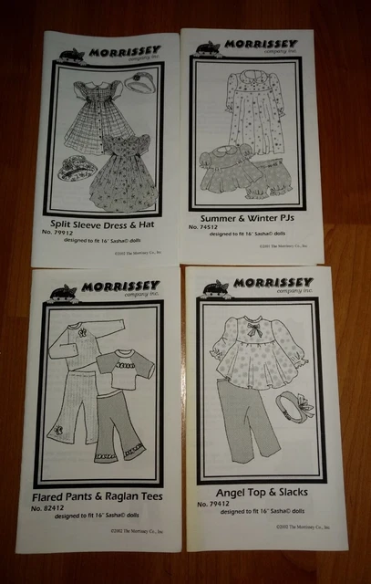 4 Sewing Patterns for 16" Sasha and other Dolls-Unused