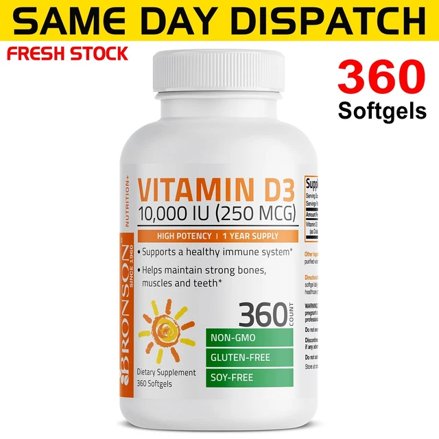 Bronson  Vitamin D3 10,000 IU 360 softgels FRESH AU STOCK