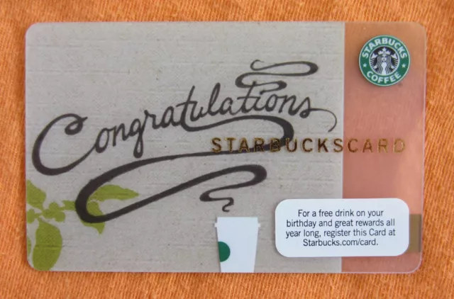 Carte Starbucks ** Félicitations ** 2009 Rare & Vhtf Neuf Comme Neuf - Collectionnable