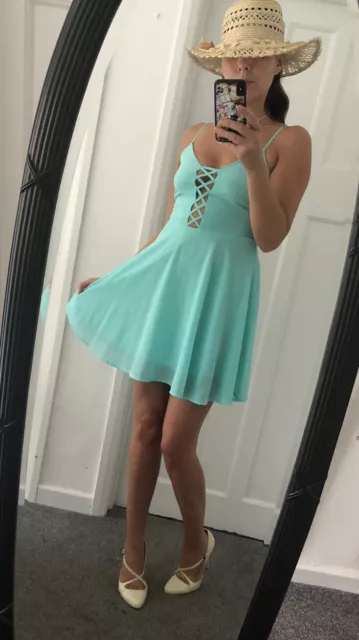 ❤️Lush Mint Spaghetti Strap Mini Lubed Skater Dress Size Small❤️