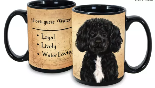 Black and White Bearded Portuguese Water Dog Faithful Friends Mug