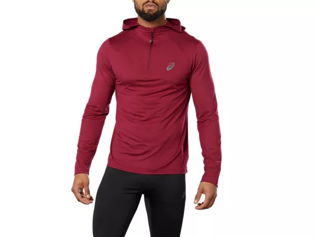 ASICS 1/4 Zip Hoodie Sweatshirt Burgundy Gym Running Yoga Hoodie (All Sizes)