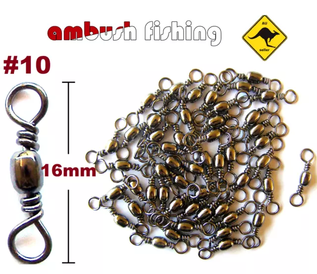 50 BARREL SWIVELS SIZE # 10 BLACK NICKEL FISHING Tackle