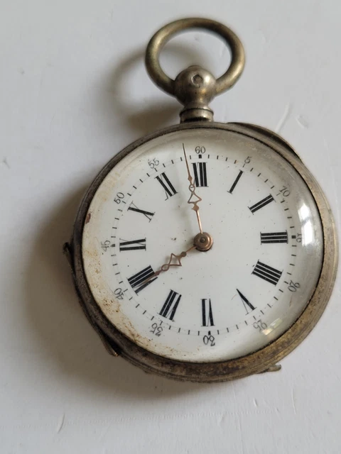 ANCIEN MONTRE de Col a Clé en ARGENT poinçon crabe 30 grammes a reviser ...