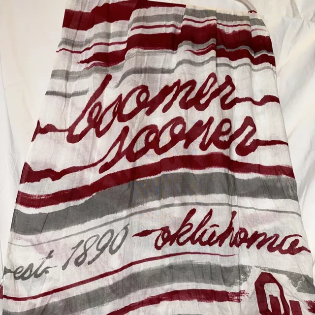 Oklahoma University Boomer Sooner Certified Scarf Fashion Red White Gray NWT