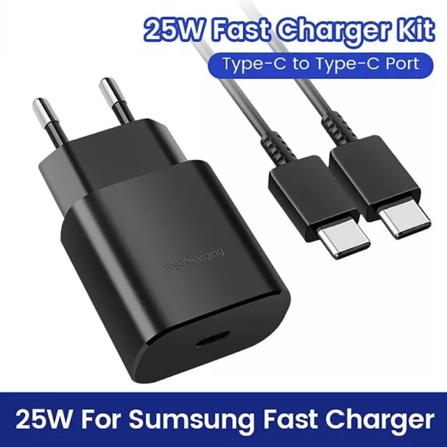 25W USB C Chargeur Rapide pour Samsung Galaxy S22 S21 S20 Z Fold 2 3 avec Câble