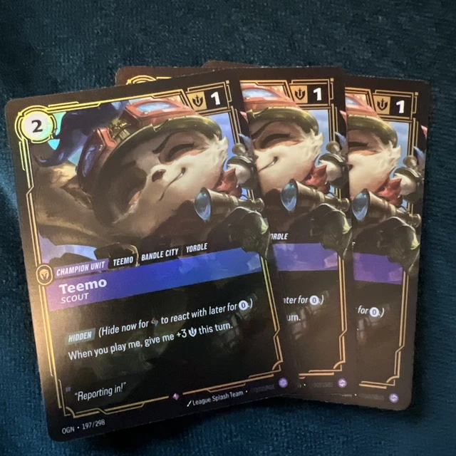 TEEMO - SCOUT OGN 197/298 Rare Riftbound League of Legends x3 (playset ...