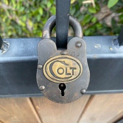 Colt Gun Cabinet Large Cast Iron Lock With 2 Working Keys and Antique Finish 3