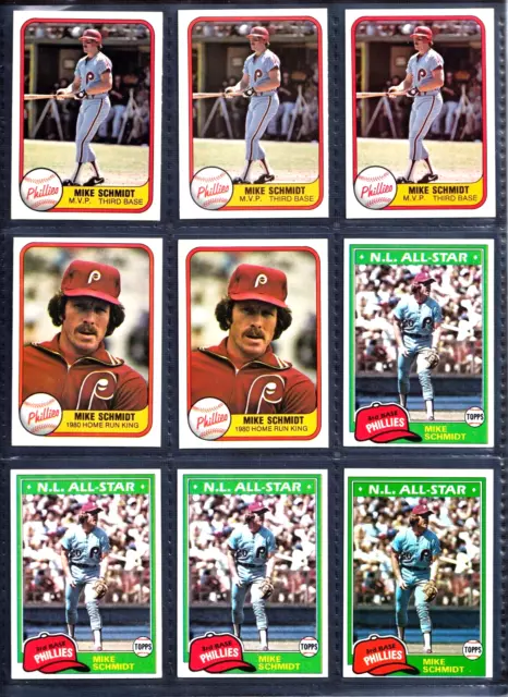 Mike Schmidt 1980-81 LOT OF 27  '81 5X Fleer  22X Topps 11 #540 11X Tops #270