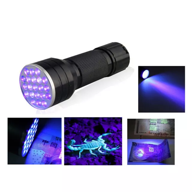 UV Ultra Violet 21 LED Flashlight Mini Blacklight Aluminum Torch Light Lamp、#km