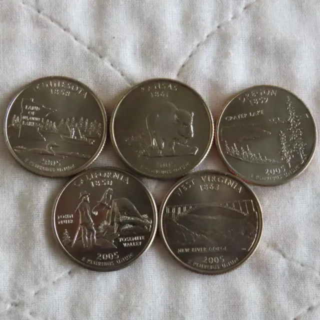 Usa 2005 State Quarters 5 Coin Year Set