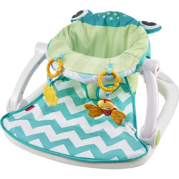 Sit-Me-Up Floor Seat Portable Infant Chair with 2 Toys, Citrus Frog