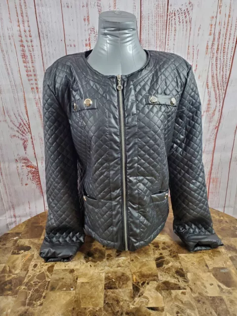 Dollhouse Outerwear Jacket Womens Large Black Quilted Puffer Studded Pockets