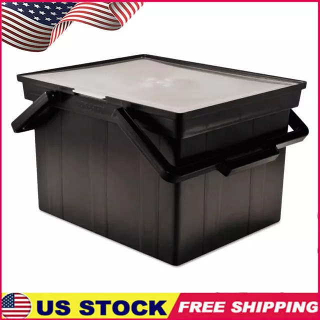 Filing Cabinets Storage Portable Heavy-Duty Transparent Hinged Lid Plastic Black