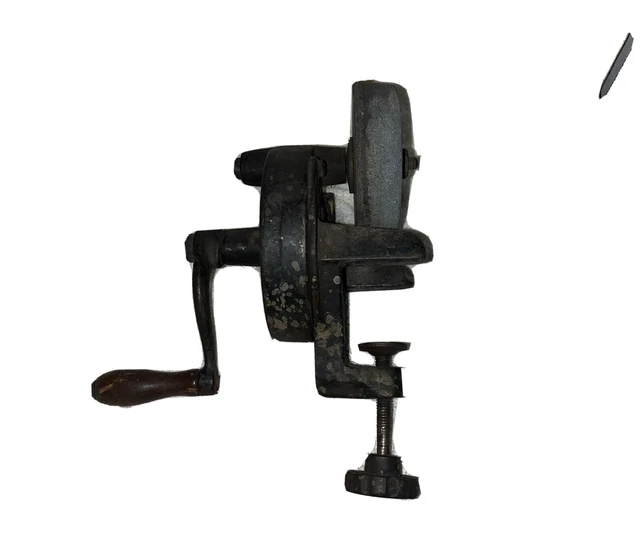 ANTIQUE HAND CRANK Bench Grinder Carpentry Farm Tool Sharpener Grinding