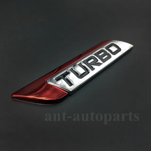 3D Metal Chrome Turbo Trunk Tailgate Car Auto Red Emblem Badge Decal Sticker