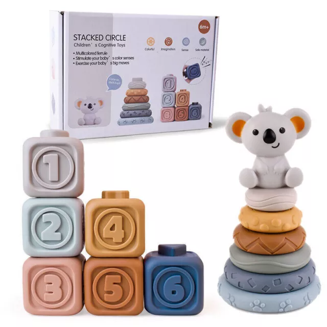 BABY BUILDING BLOCKS Toy Silicone Soft Cubes for Kids Stacking Bath  Teethers Toy £16.60 - PicClick UK