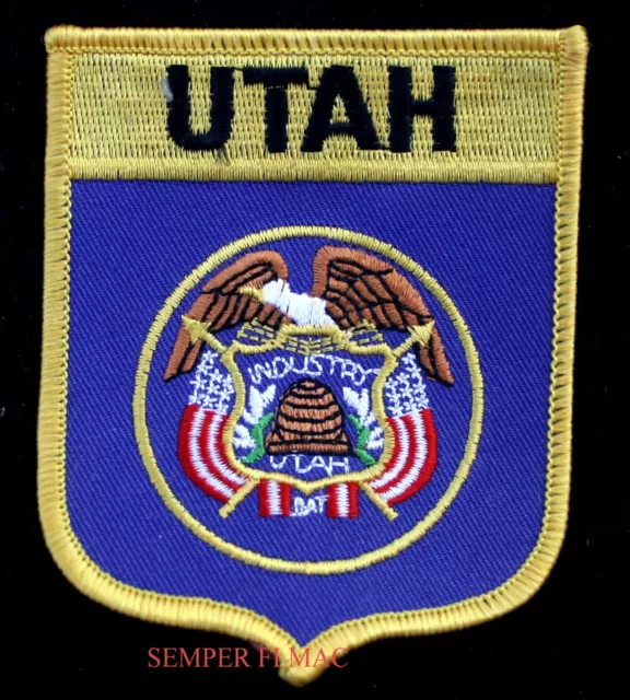 Utah State Flag Embroidered Iron On Shield Patch Ut Salt Lake Beehive Industry