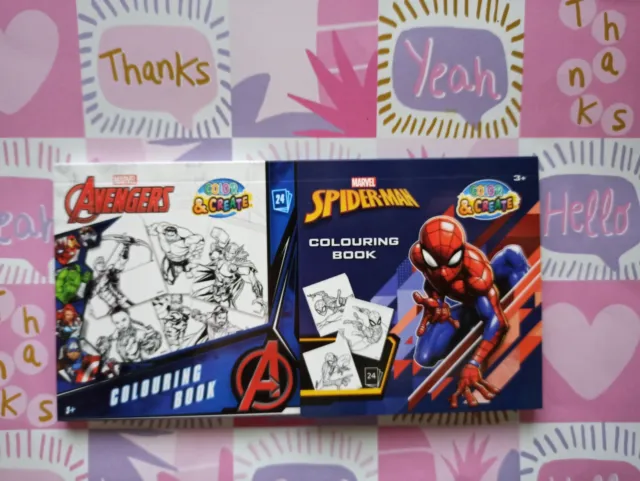 2 Mini Malbuch Marvel AVENGERS & SPIDER-MAN Malbücher Set mit je 24 Seiten Malen